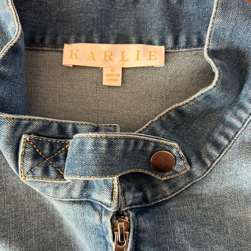 Karlie Denim Pocket Novelty Jacket In Blue Sz S - Picture 4 of 5